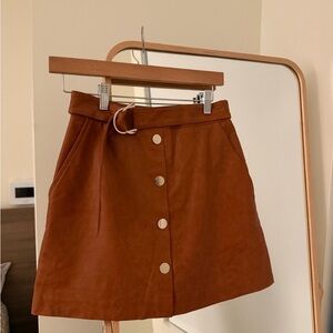 Yankee Candle Tan Button-Up A-Line Skirt